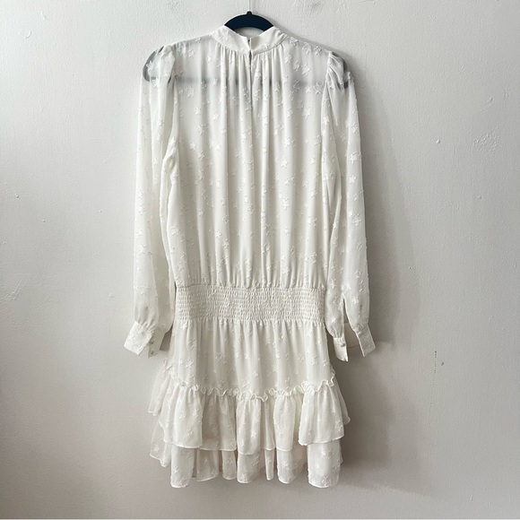 Ramy Brook White Sashah Star Pattern Blouson Longsleeve Mini Dress Medium - Picture 3 of 9